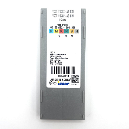 картинка Пластина токарная VCGT 110302-AS IC20 от магазина Гурумарт
