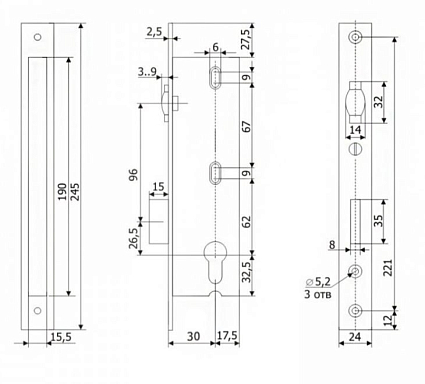 Гардиан PROFI 30.11Р.24 б/о без ц/м с/ролик.ЗЩ Замок врезной б/руч   от интернет площадки Гурумарт