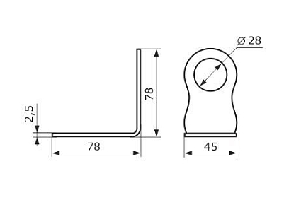 Домарт Проушина угловая 80*80*45 (черный) d 28мм   от интернет площадки Гурумарт