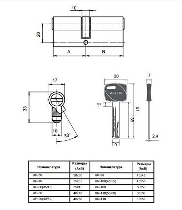 Апекс Premier XR-80 (35/45)-G золото кл/кл. перфо Цилиндровый механизм от интернет площадки Гурумарт