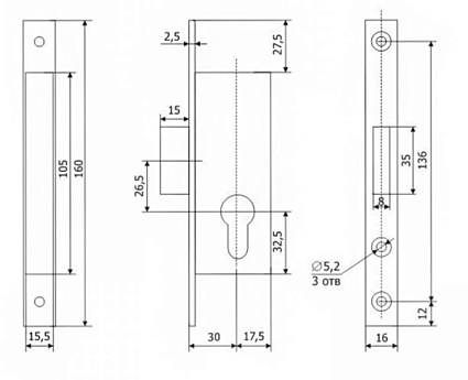 Гардиан PROFI 30.01.16 б/о без ц/м Замок врезной б/руч   от интернет площадки Гурумарт