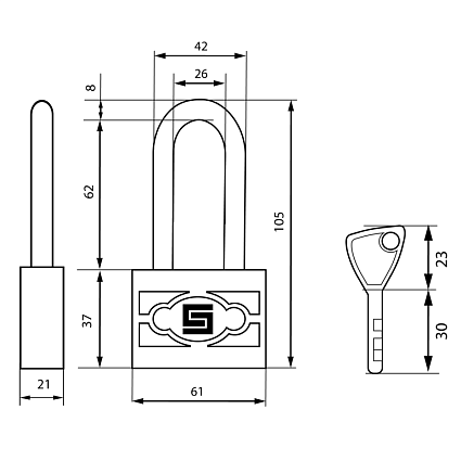 БУЛАТ ВС 3-П60-01 ПЛ стальной 5кл. d=8мм Замок навесной от интернет площадки Гурумарт