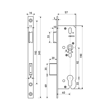 БУЛАТ ЗВ 4-1.40.92.16.08 нерж. сталь 40мм с/о, под ц/м, м/о 92мм Замок врезной б/руч  от интернет площадки Гурумарт