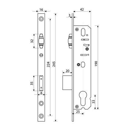 БУЛАТ ЗВ 5-1.25.00.16.08 нерж. сталь 25мм рол.зщ с/о, под ц/м Замок врезной б/руч   от интернет площадки Гурумарт