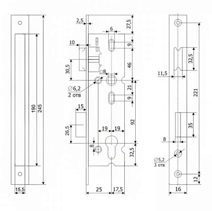 Гардиан PROFI 25.11.16 б/о без ц/м, м/о 92мм Замок врезной б/руч   от интернет площадки Гурумарт