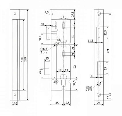 Гардиан PROFI 35.11.24 б/о без ц/м, м/о 92 мм Замок врезной б/руч   от интернет площадки Гурумарт
