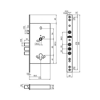 Замок врезной ЭЛЬБОР 1.01.23.0.0 ЛАЗУРИТ Б/МЕХ.Б/О, М/О 85ММ от интернет-площадки Гурумарт