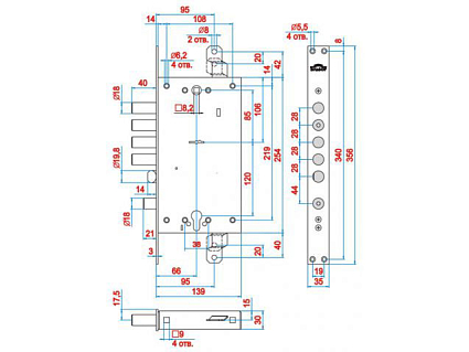 Замок врезной ЭЛЬБОР 1.08.46.5.5 РУБИН С/ЗАЩЕЛК. С/Т Б/О 2-Х КЛ. М/О 85 от интернет-площадки Гурумарт